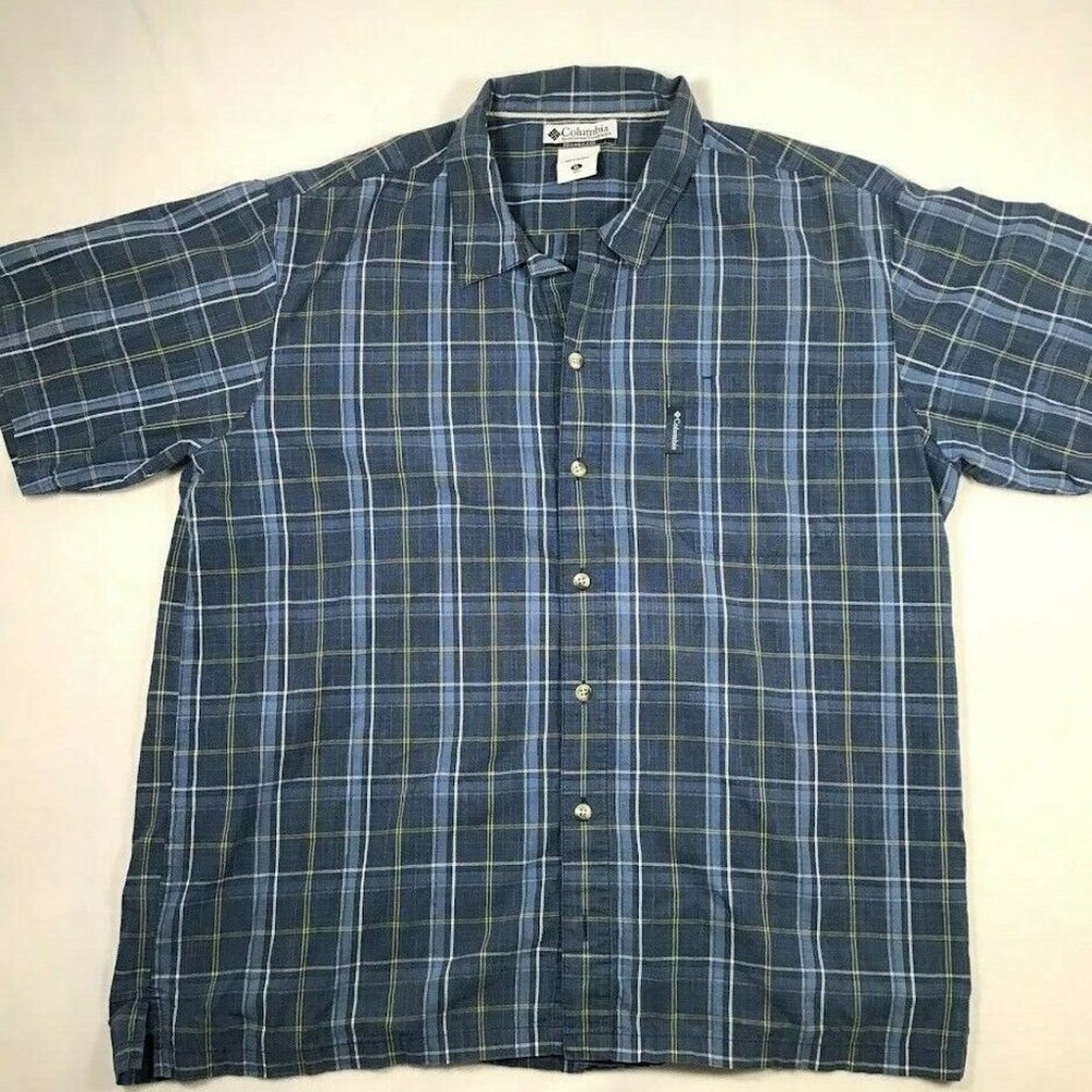 Columbia Men's Blue Check Short Sleeve Shirt Size XL